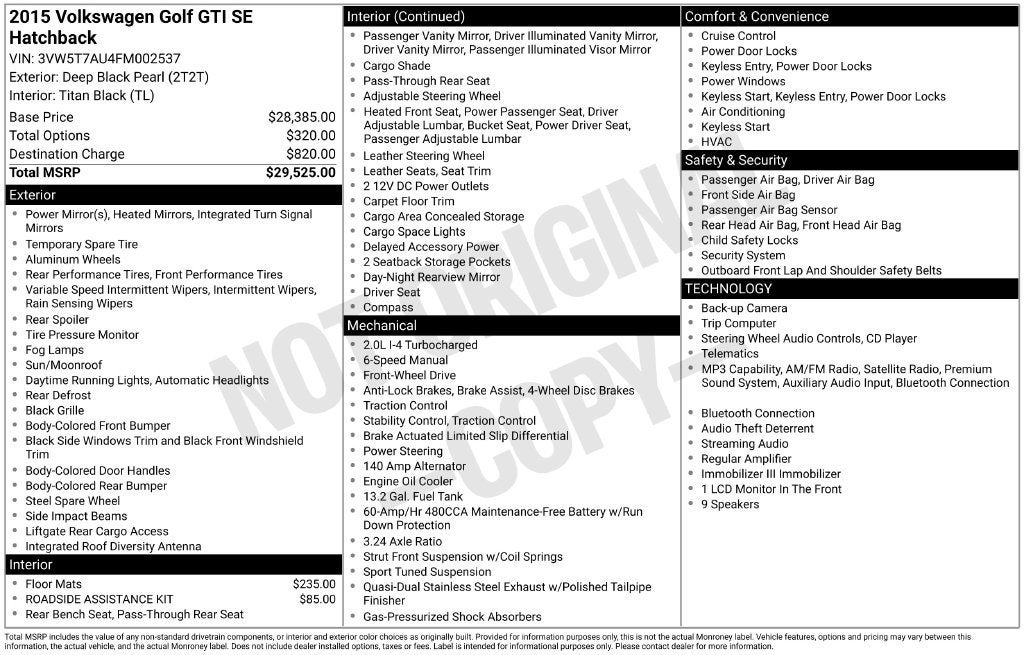 2015 Volkswagen Golf GTI 2.0T SE 4-Door