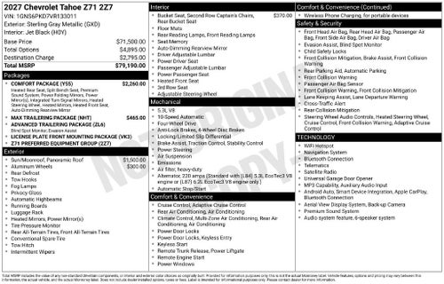 2027 Chevrolet Tahoe Z71