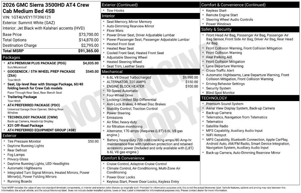 2026 GMC Sierra 3500 HD AT4