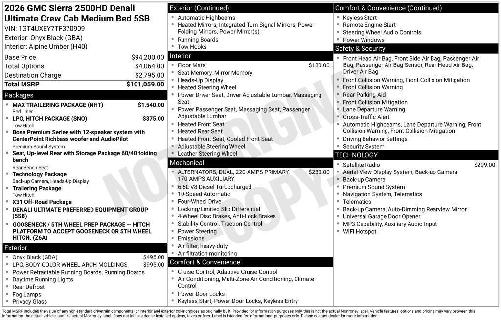 2026 GMC Sierra 2500 HD Denali Ultimate