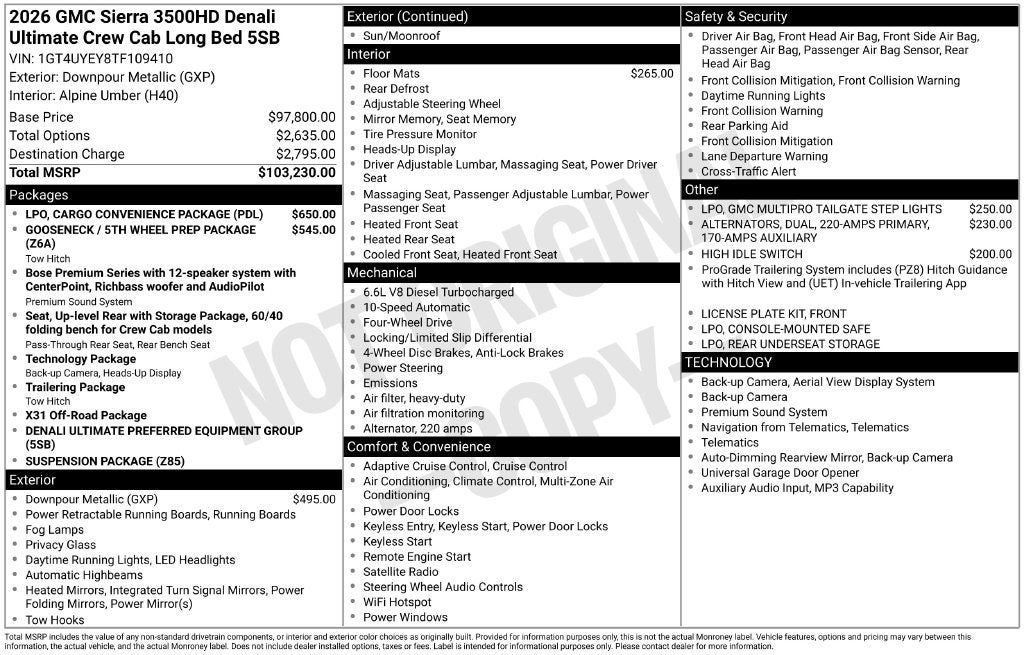 2026 GMC Sierra 3500 HD Denali Ultimate DRW