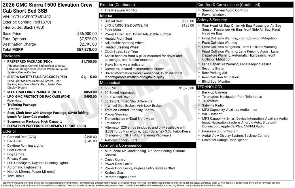 2026 GMC Sierra 1500 Elevation