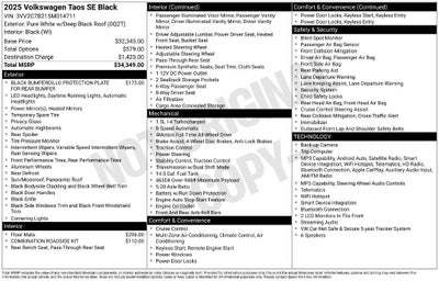 2025 Volkswagen Taos 1.5T SE Black