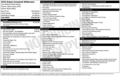 2025 Subaru Crosstrek Wilderness