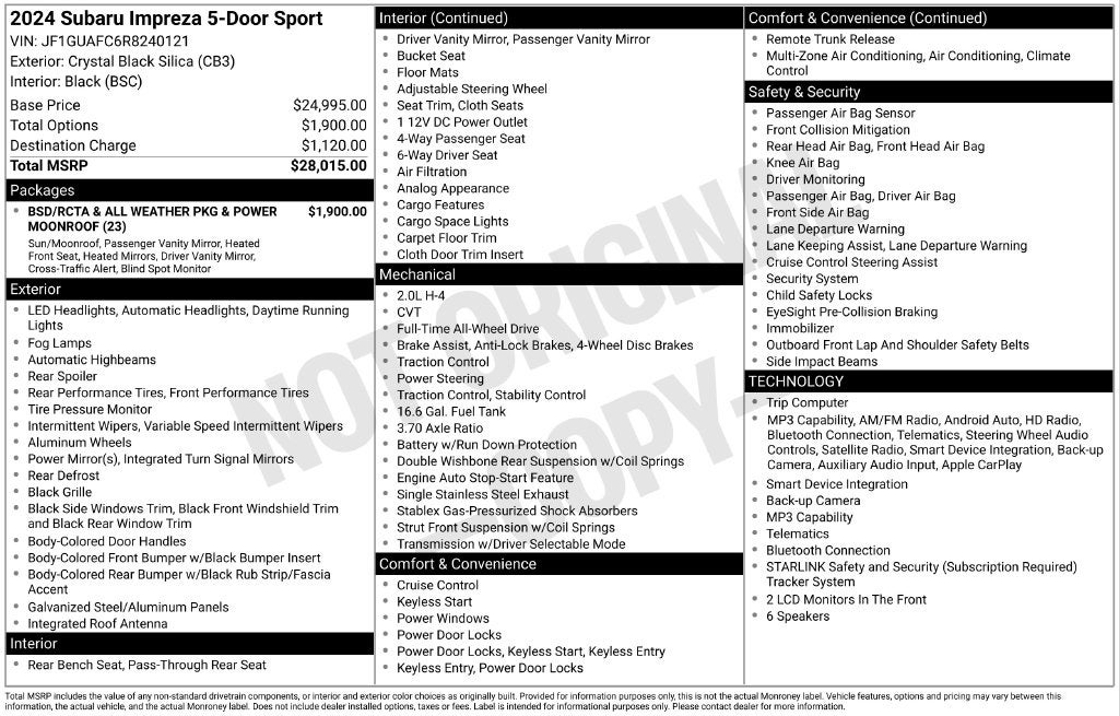 2024 Subaru Impreza Sport