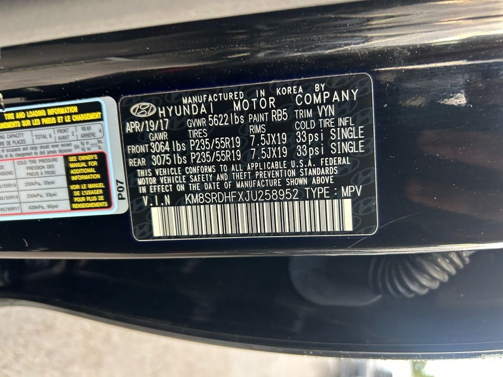 2018 Hyundai Santa Fe Limited Ultimate