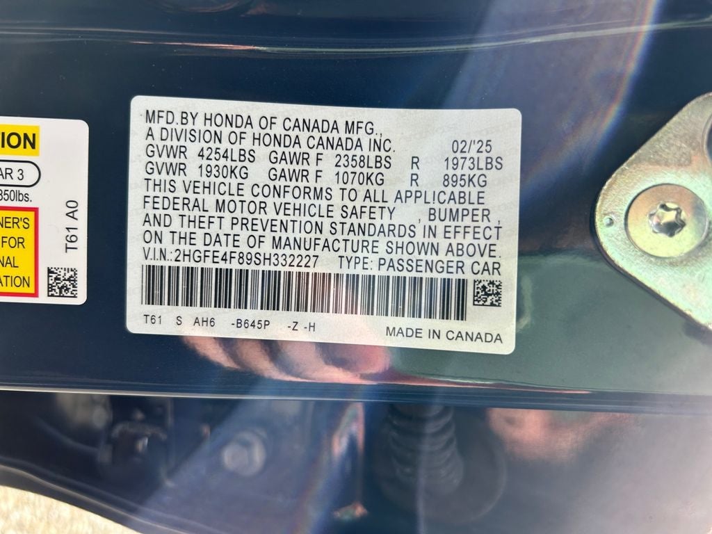 2025 Honda Civic Hybrid Sport