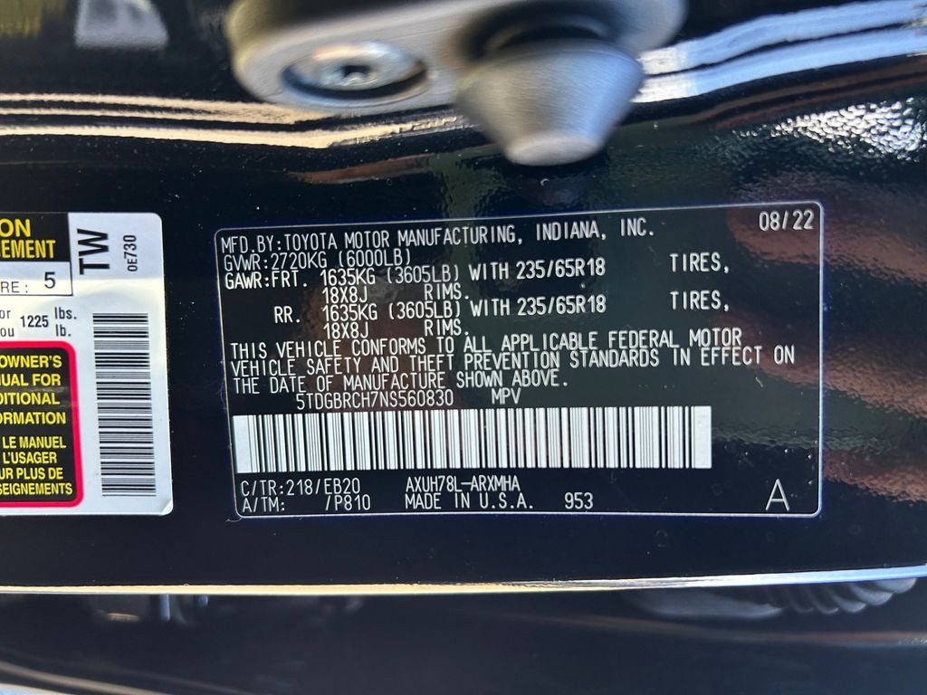 2022 Toyota HIGHLANDER HYBRD XLE