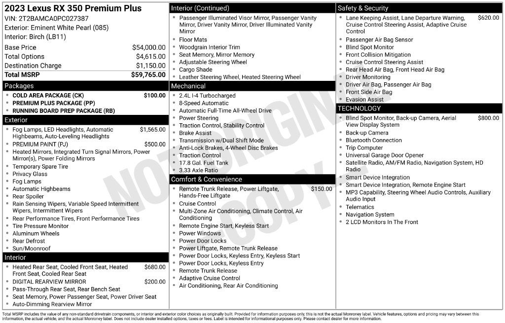 2023 Lexus RX 350 Premium Plus